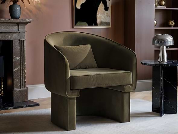 Solace+Co Lowen Khaki Velvet Accent Chair