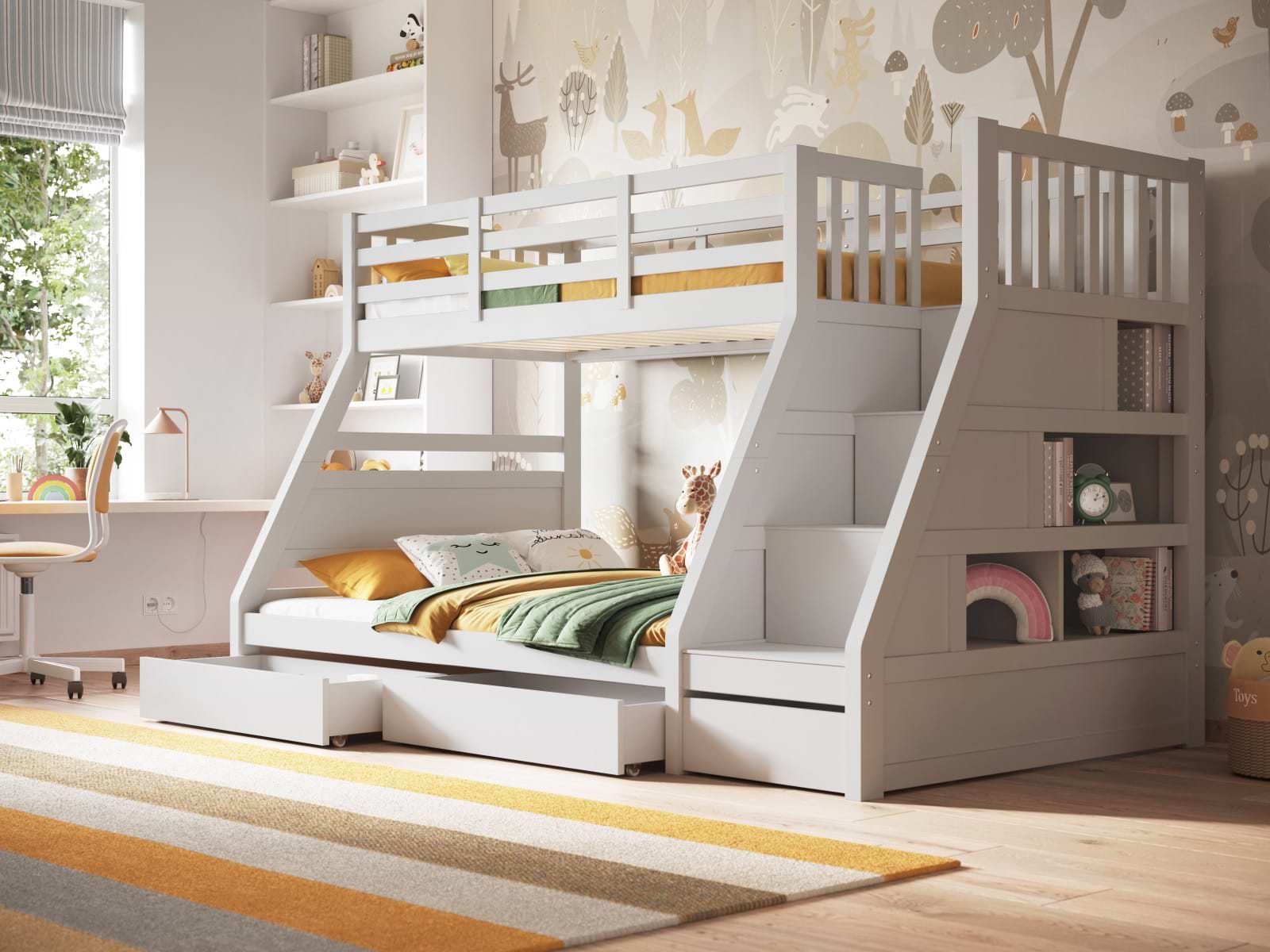 white triple bunk bed