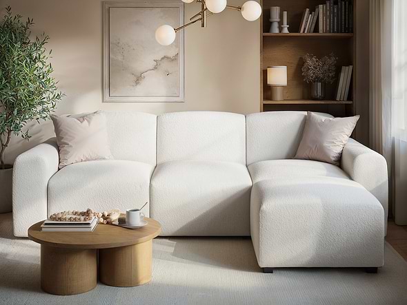 Flair Manon Boucle 3 Seater Corner Sofa Cream