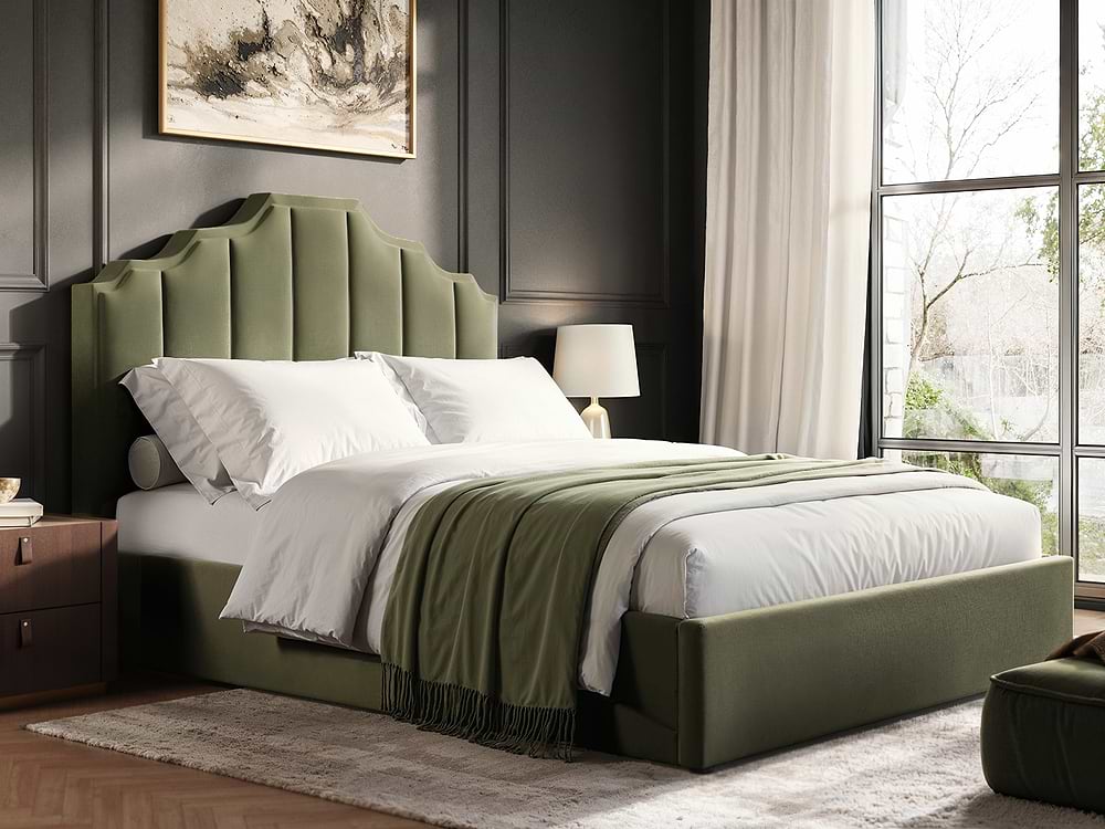 Flair Margot Ottoman Bed Green Velvet Bed Kingdom