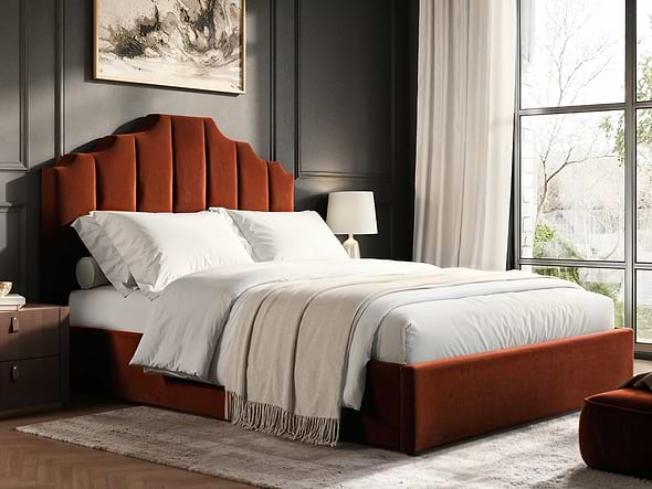 Flair Margot Orange Velvet Ottoman Bed