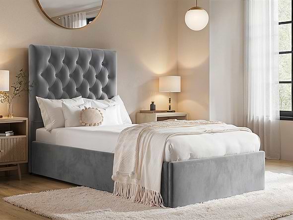 Flair Milan Velvet Single Ottoman Bed