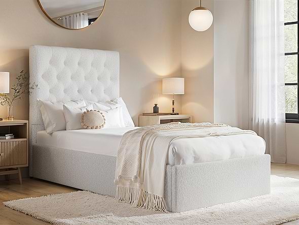 Flair Milan Boucle Single Ottoman Bed Cream
