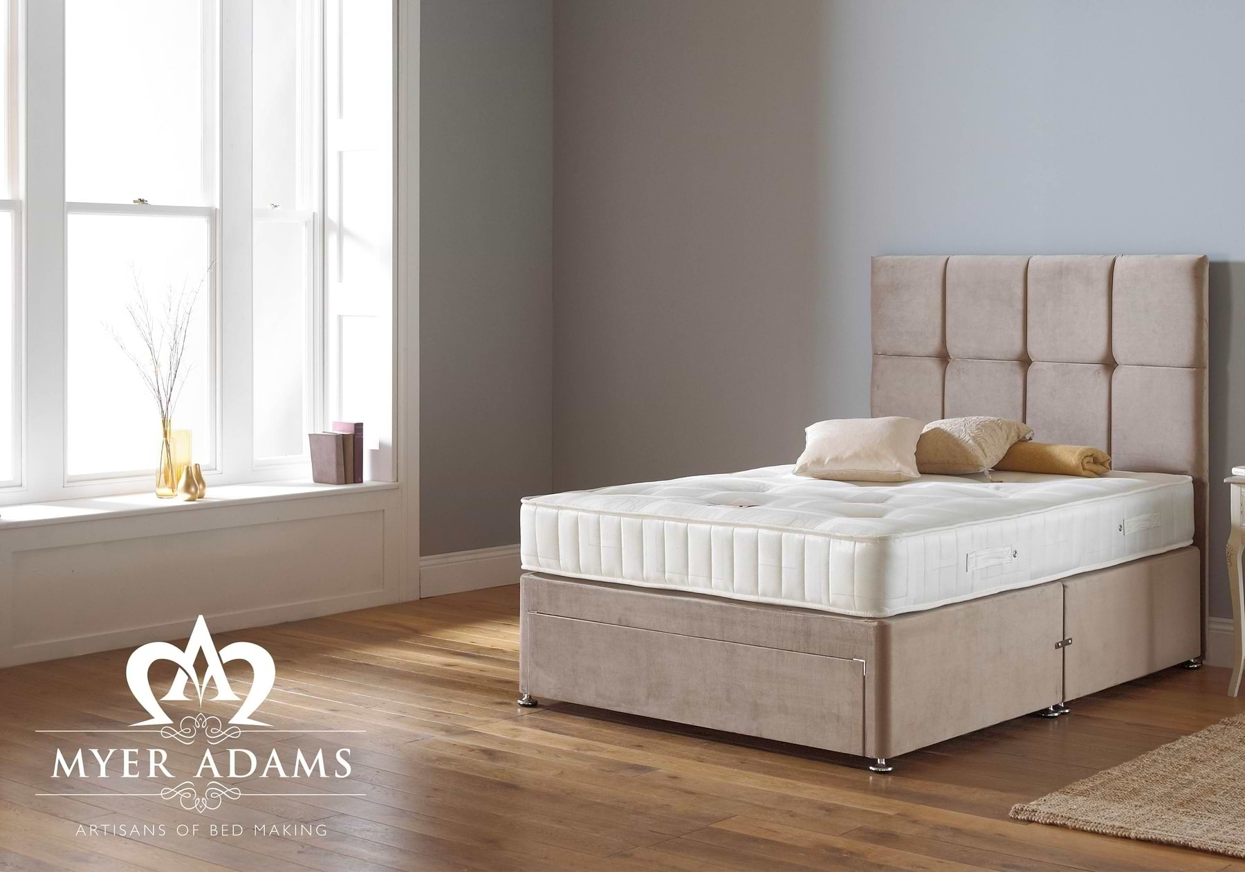 grey double ottoman bed