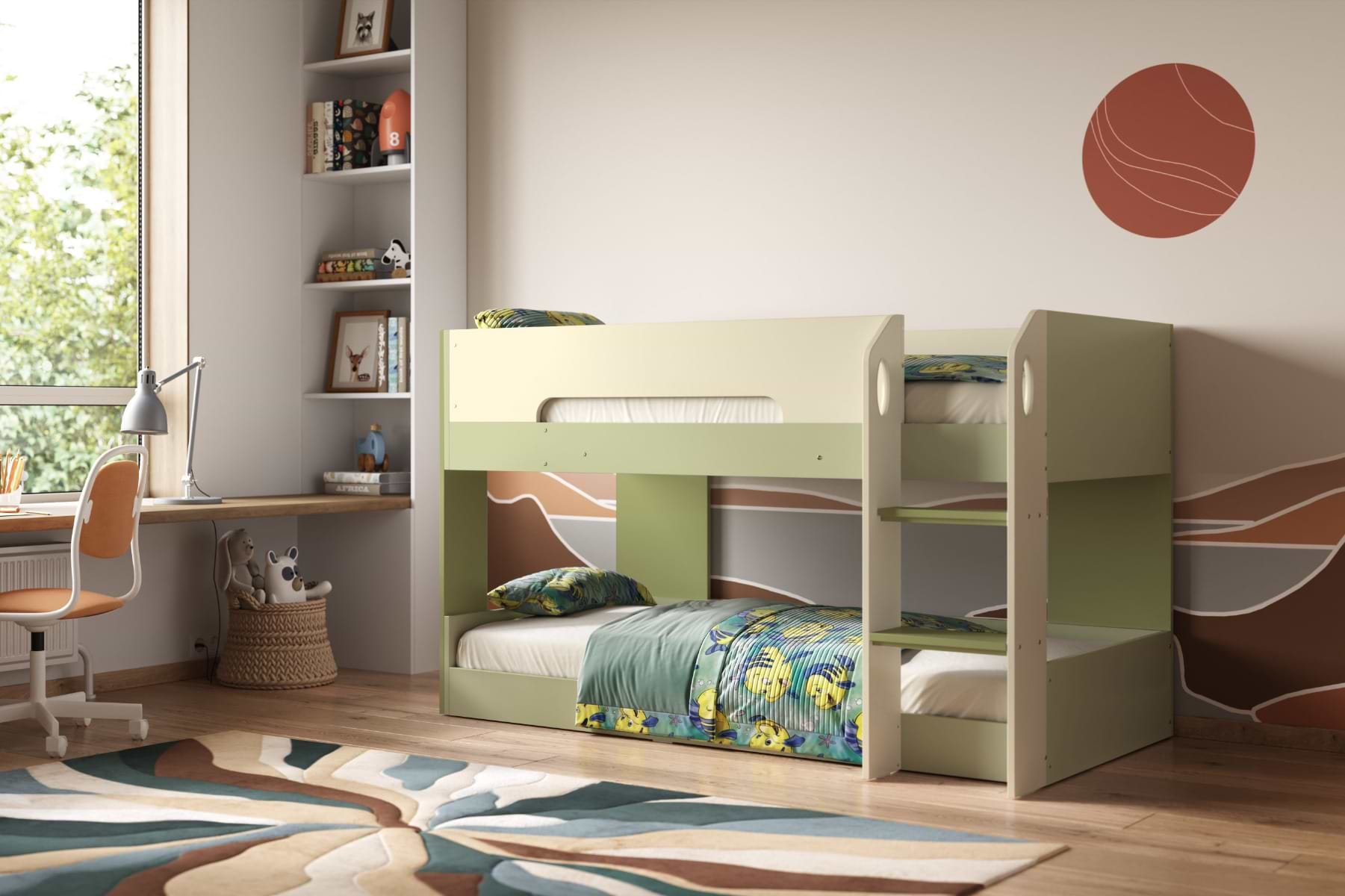 Green child's bunkbed