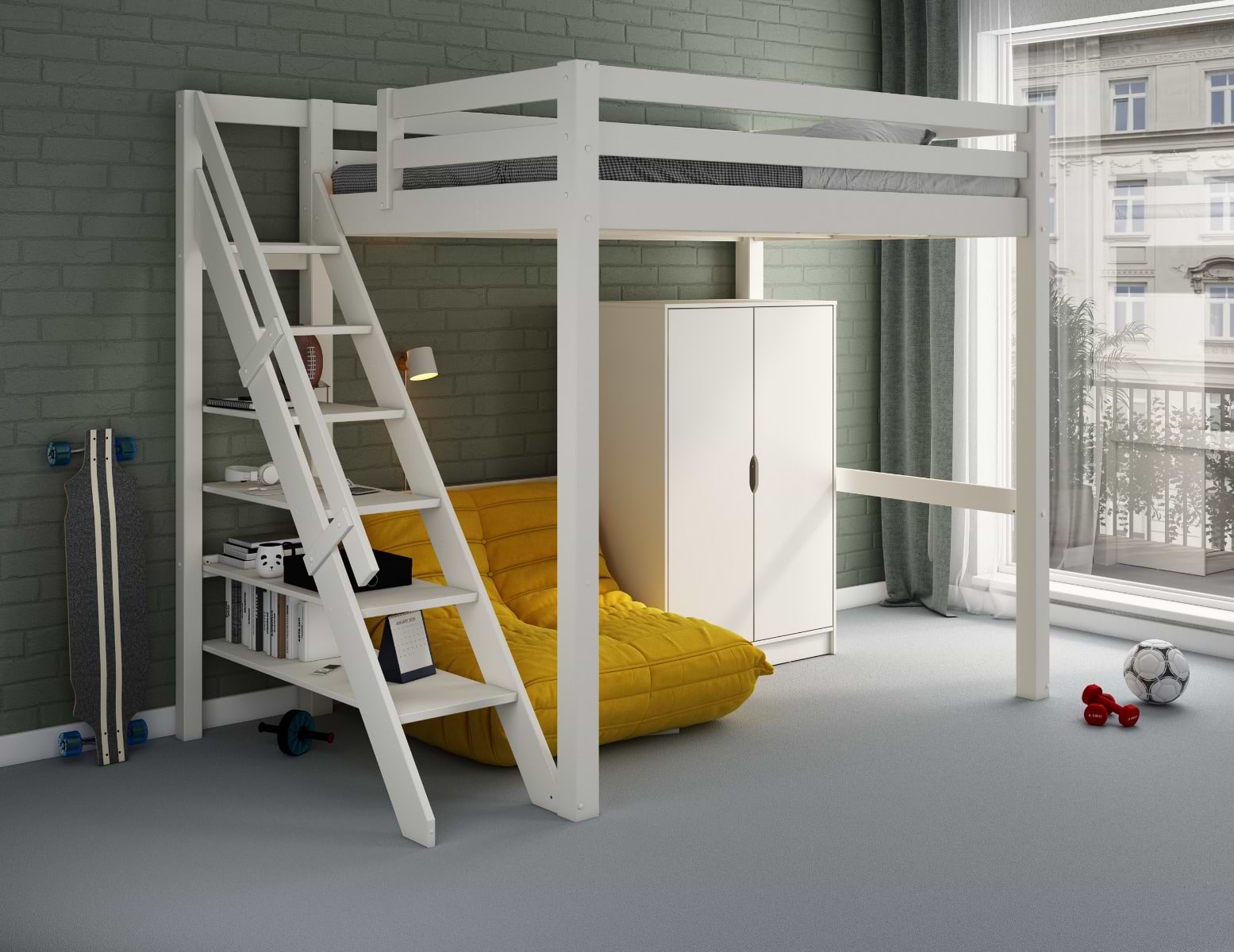 Noomi Studio Loft Bed Double High Sleeper Bed Kingdom