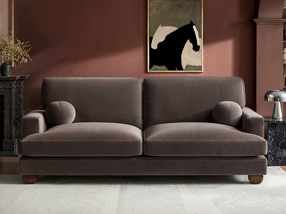 Solace+Co Addison 3 Seater Mocha Velvet Sofa