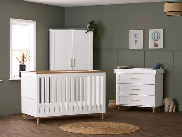 Obaby Orla 3 Piece Room Set - White with Natural