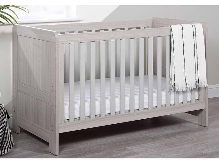 Ickle Bubba Pembrey Cot Bed modern style, ash grey with slatted base