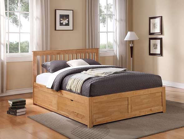 
Flintshire Furniture Pentre Hardwood Bed with Fixed Drawer
