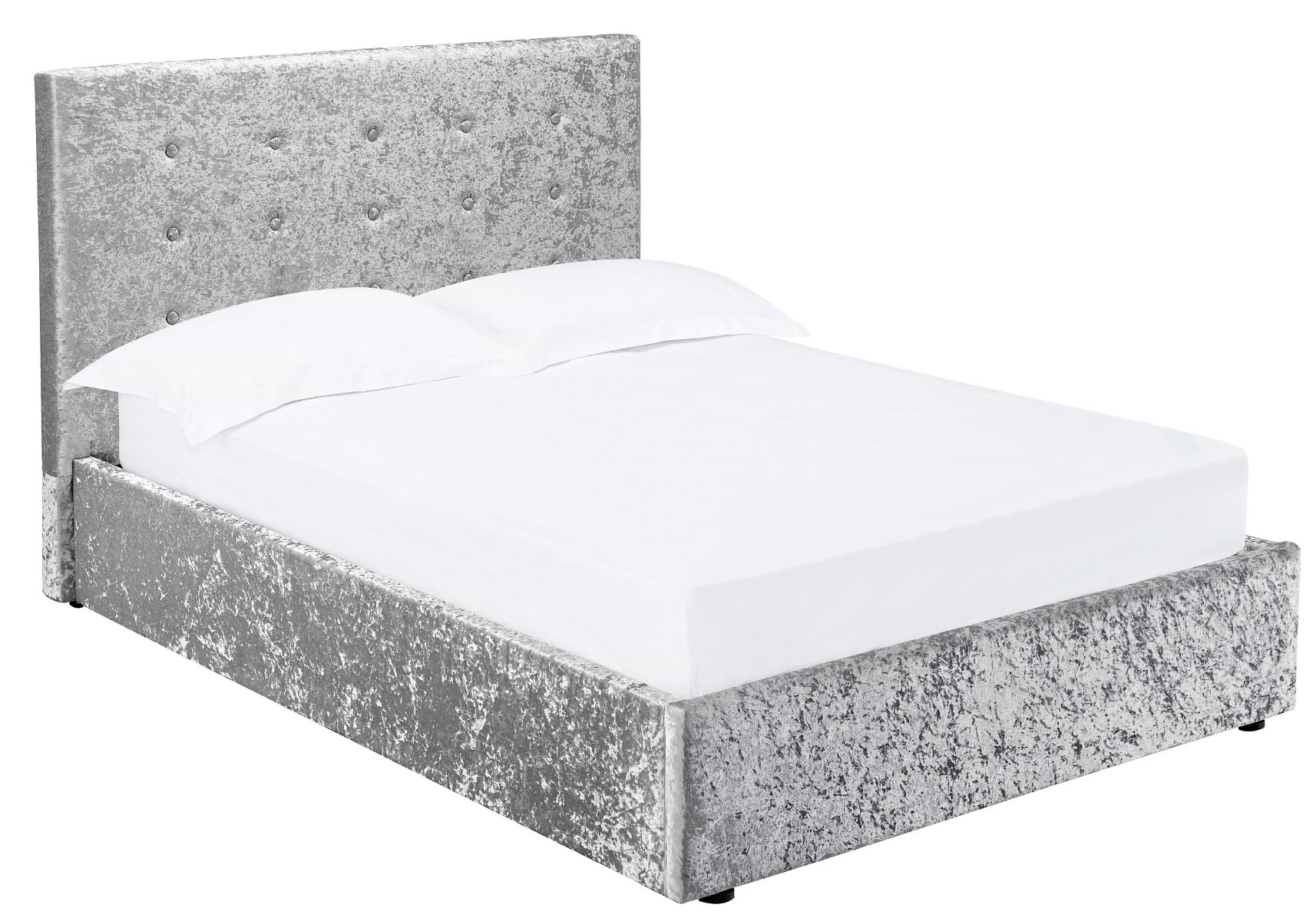 Grey crushed velvet ottoman bed