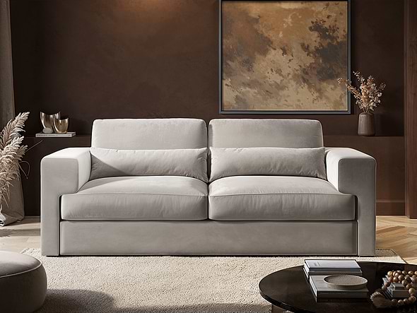 Solace+Co Rose 3 Seater Sofa in Beige Velvet