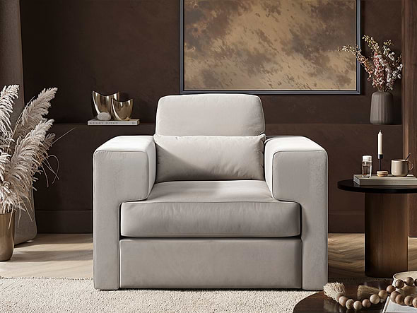 Solace+Co Rose Armchair in Beige Velvet