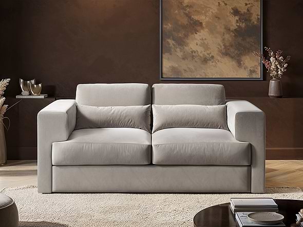 Solace+Co Rose 2 Seater Sofa in Beige Velvet
