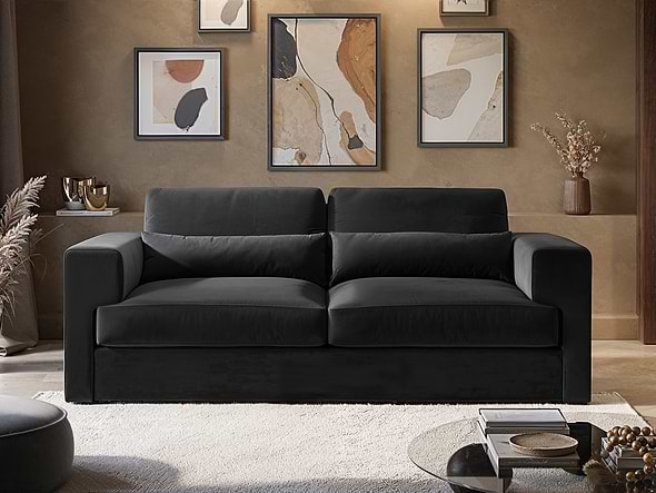 Solace+Co Rose 3 Seater Sofa in Charcoal Velvet