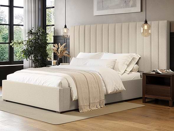 Flair Rosita Hotel Bed With Wide Panelled Headboard Cream