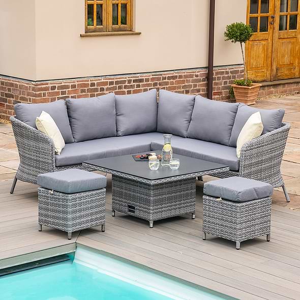 Maze Santorini Square Corner Dining Set with Rising Table