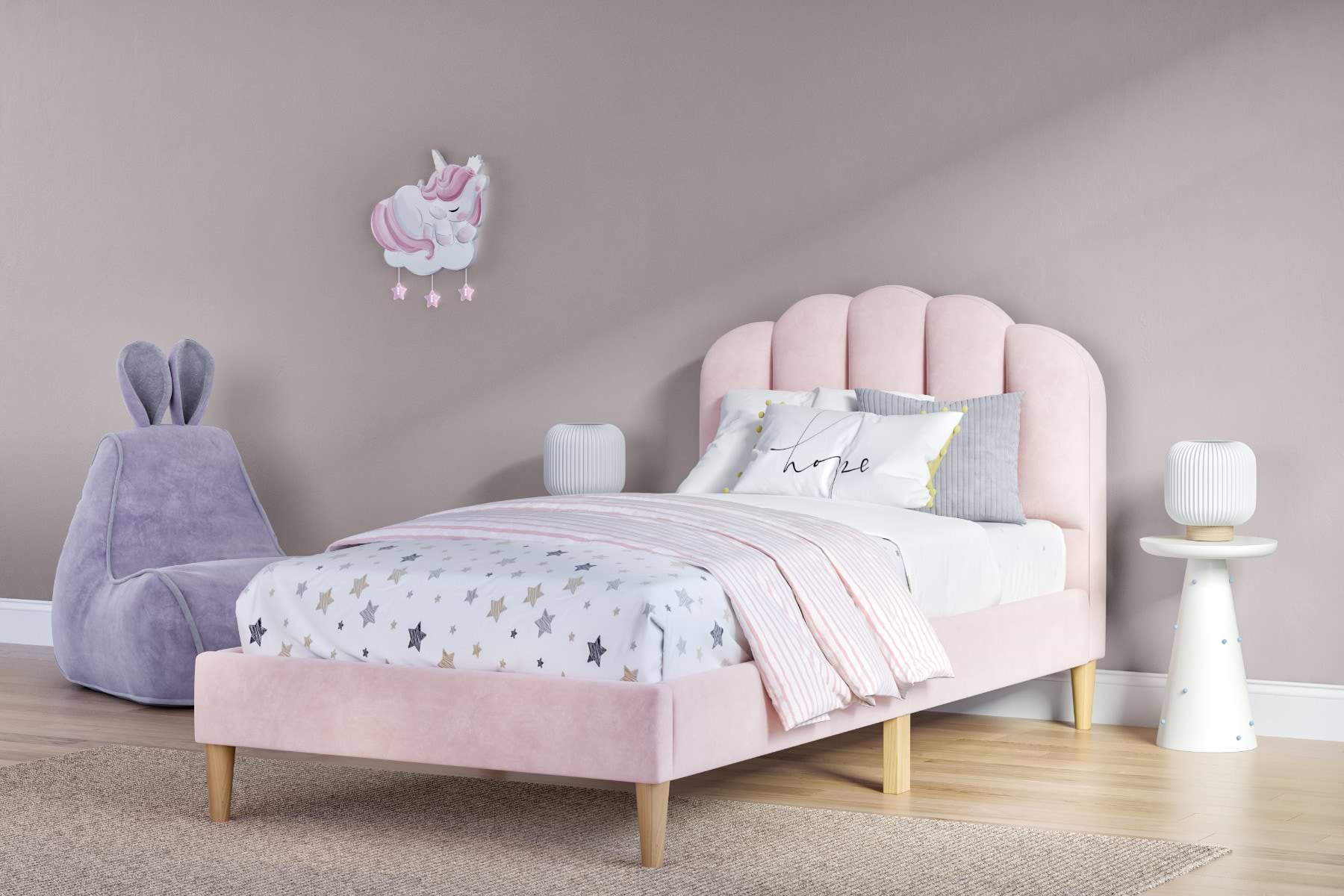 Pink child's bed