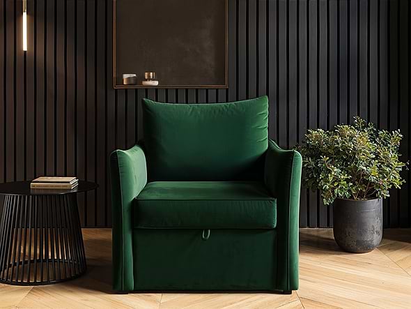 Solace+Co Skyler Armchair Bed in Bottle Green Velvet
