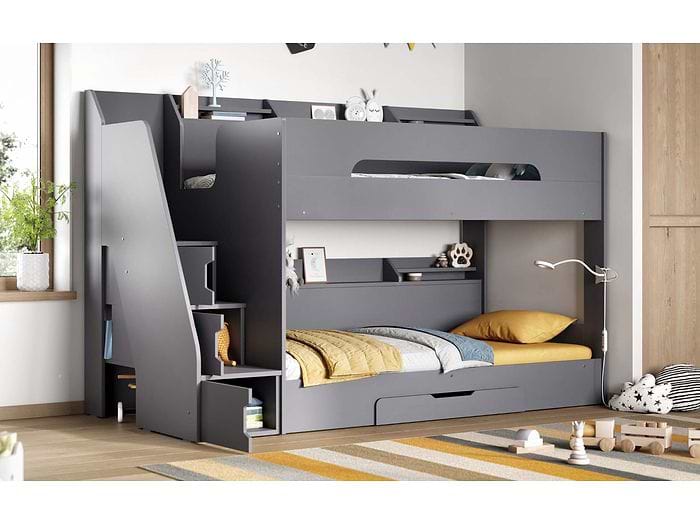 Slick staircase bunk bed in Grey