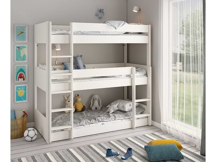 Noomi White Triple Stak Solid Wood Bunk Bed (FSC-Certified)
