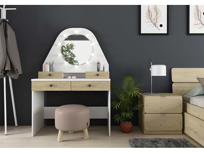 Trasman Star Vanity Table Oak & White
