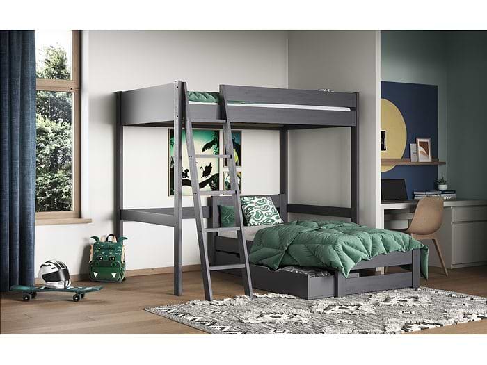 Tera L shaped bed with drawers Grey