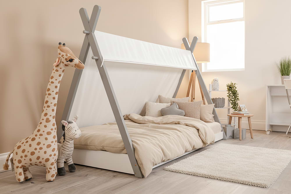 Flair Apache Canvas Tipi Wooden Bed Frame Grey