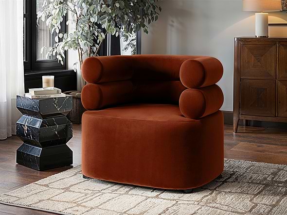 Solace+Co Tova Burnt Orange Velvet Accent Chair