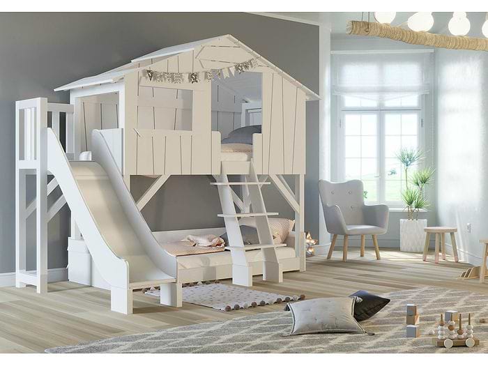 Mathy By Bols Treehouse Bunk Bed With Platform & Slide - White