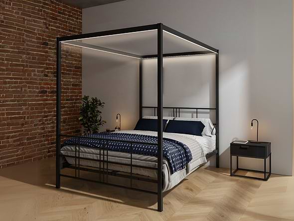 X Rocker Fern LED 4-Poster Bed Double Black
