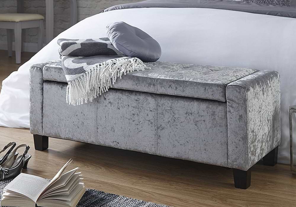 GFW Verona Crushed Velvet Ottoman Storage Bench