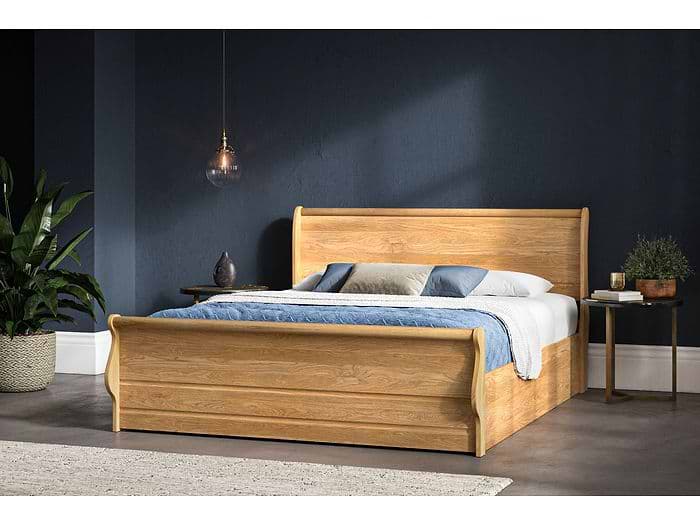 Emporia Beds Windsor Solid Oak Sleigh Ottoman Bed
