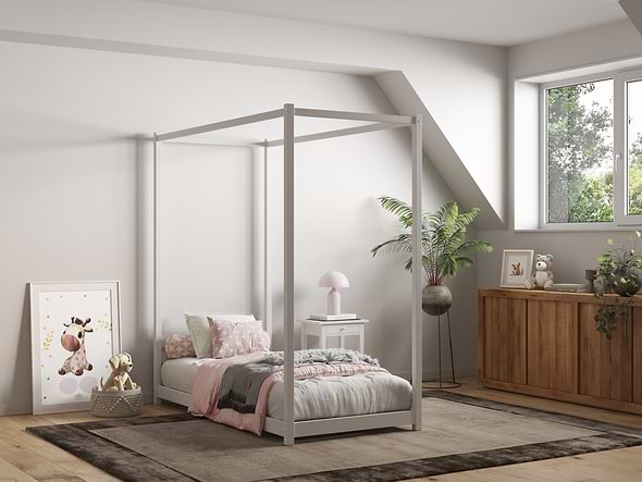 Flair Zara Four Poster Wooden Bed Frame Single