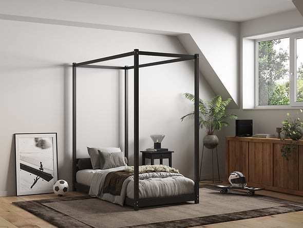 Flair Zara Four Poster Bed Frame Black Single