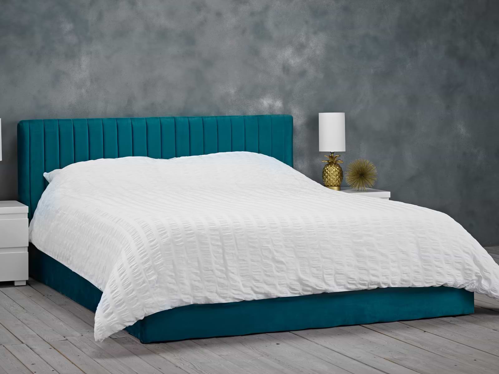 blue ottoman bed