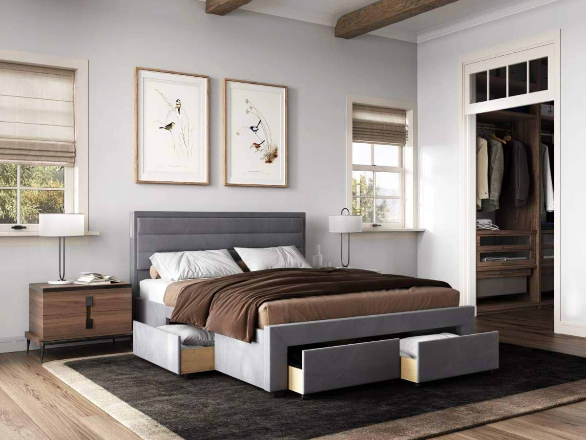 Double bed with storage drawers underneath