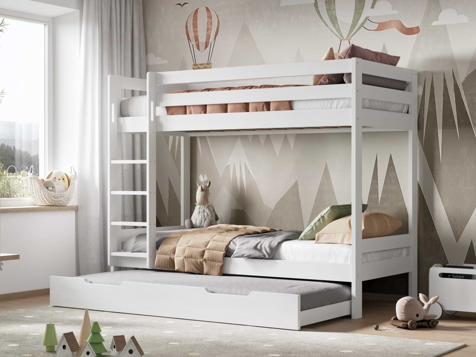 noomi nora white bunk bed with open trundle