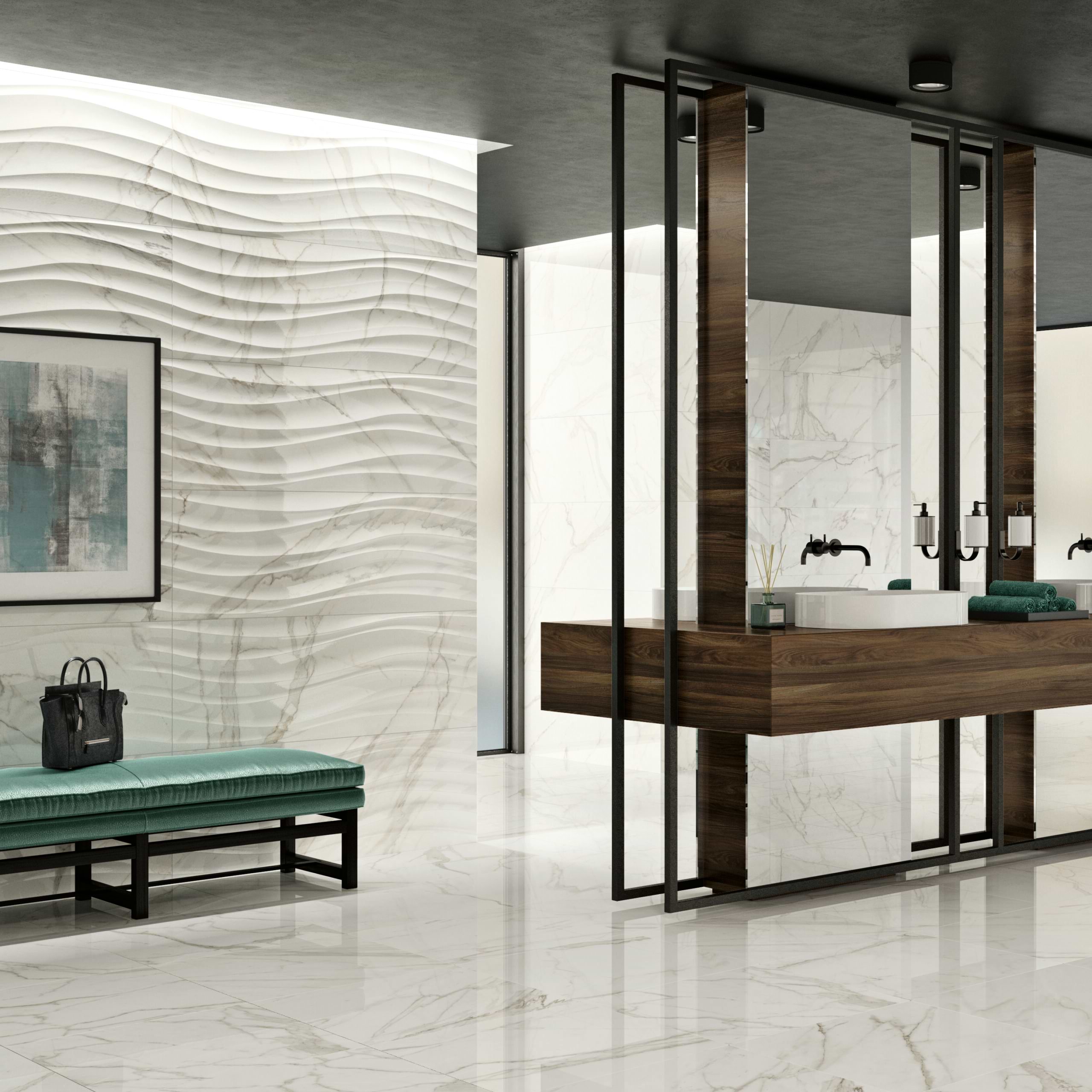 Adora Shape Calacatta 14x40 Matte Ceramic Tile