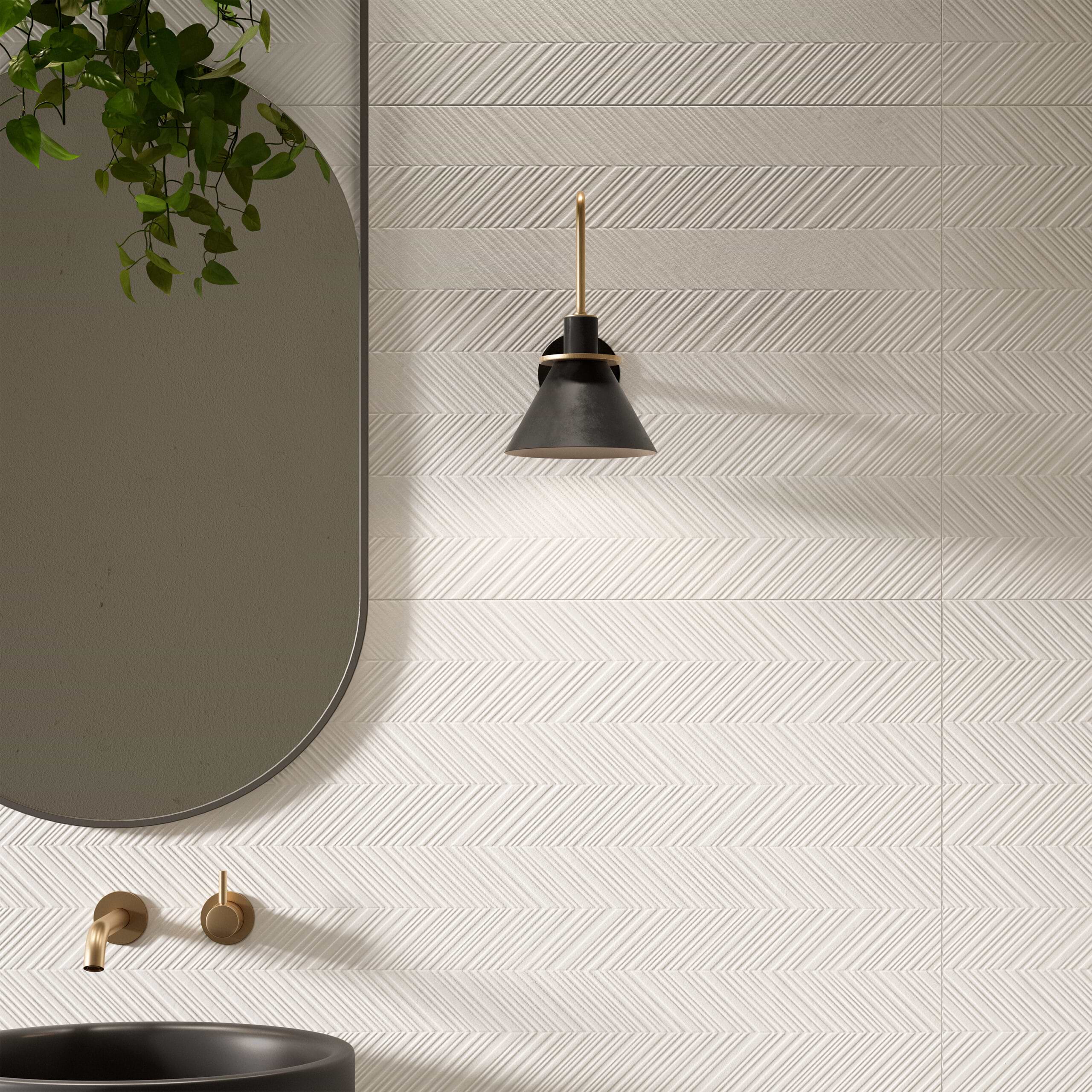 Basalta Tweed White 3D Rectified 24x48 Porcelain Tile