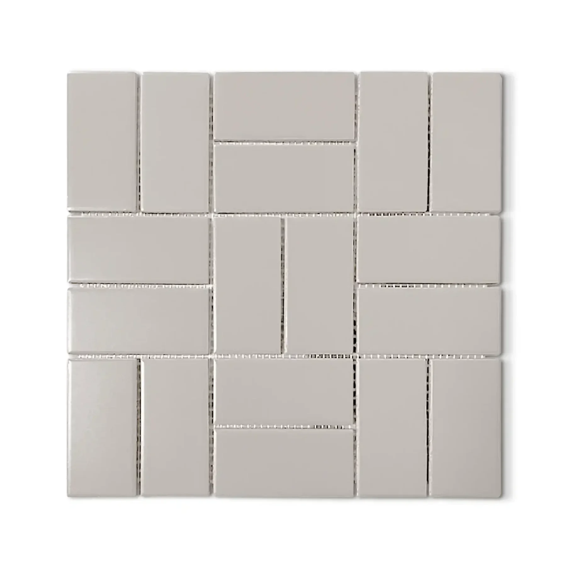 Silver Crosshatch 2x4 Matte Porcelain Mosaic | iTileMosaic