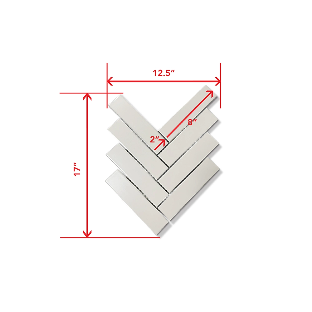 White Herringbone 2x8 Matte Porcelain Mosaic | iTileMosaic