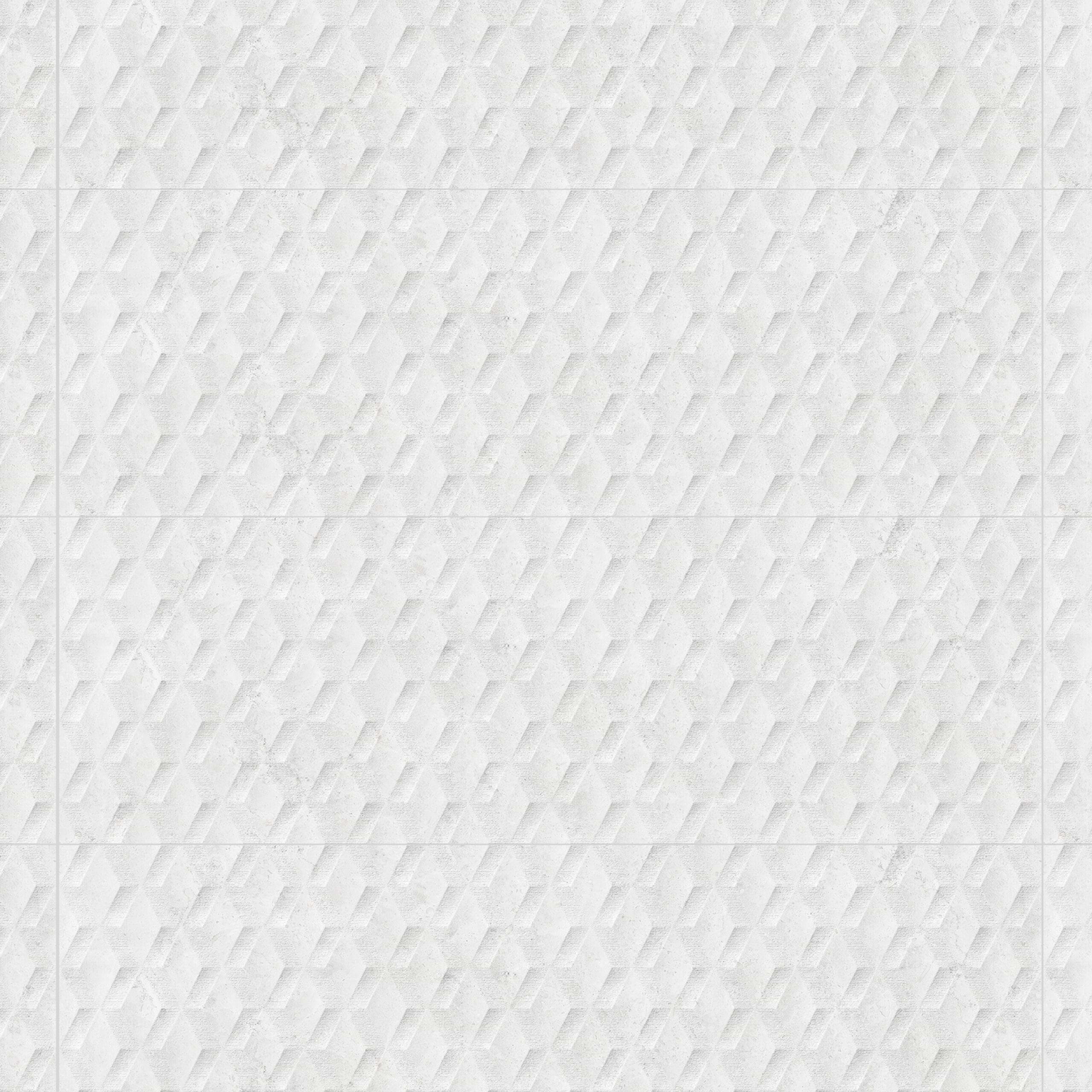 Ore White Deco 12X36 Matte Ceramic Tile Installed