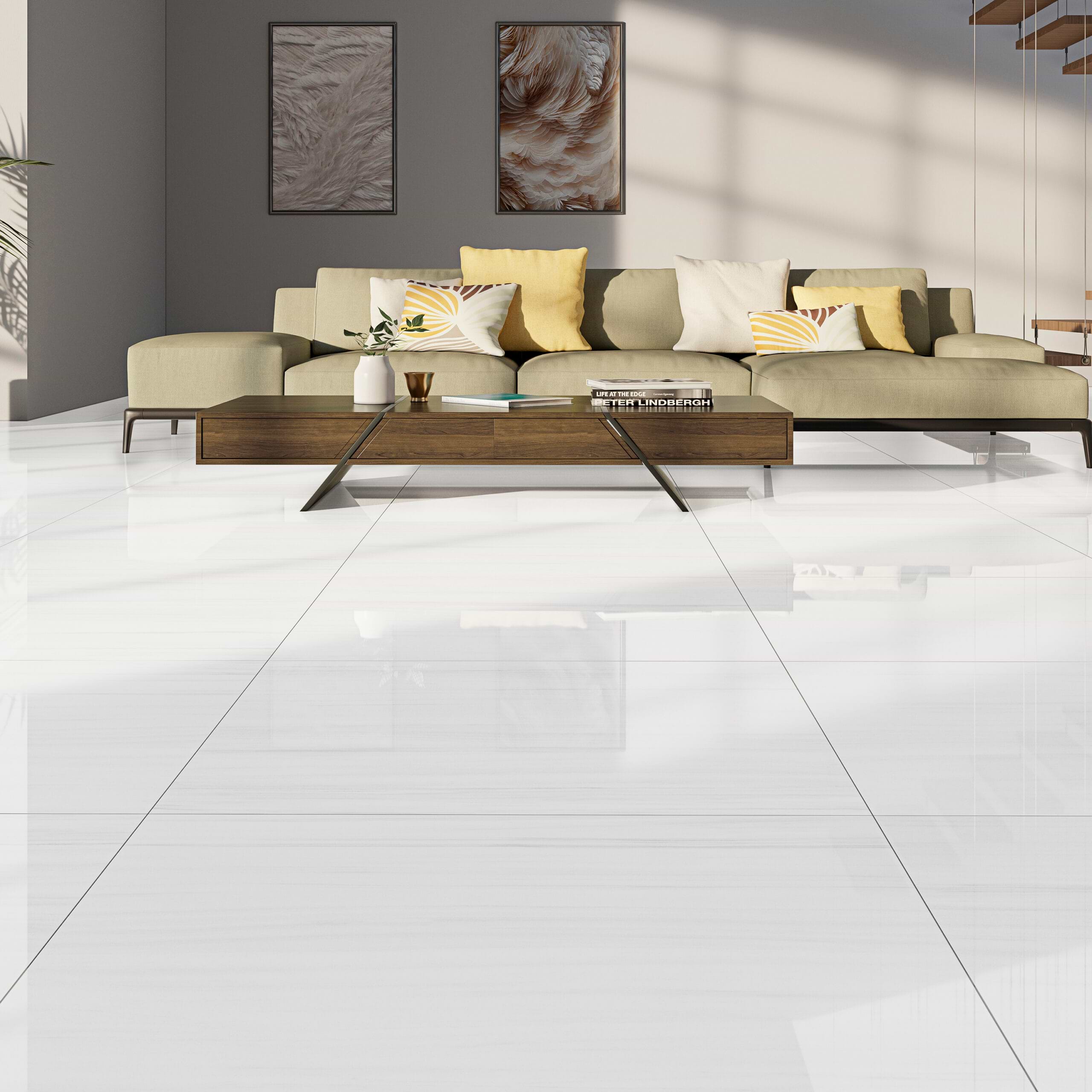 Eleva Blanco 36x36 Polished Porcelain Tile Room Finish