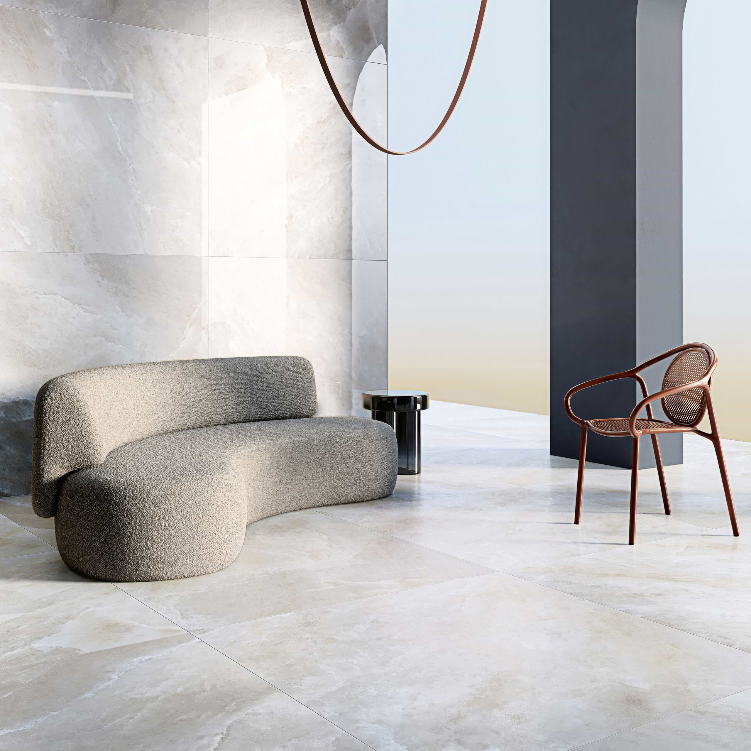 Glacial Flower Salt Lux 48X48 Polished Porcelain Tile Room Finish