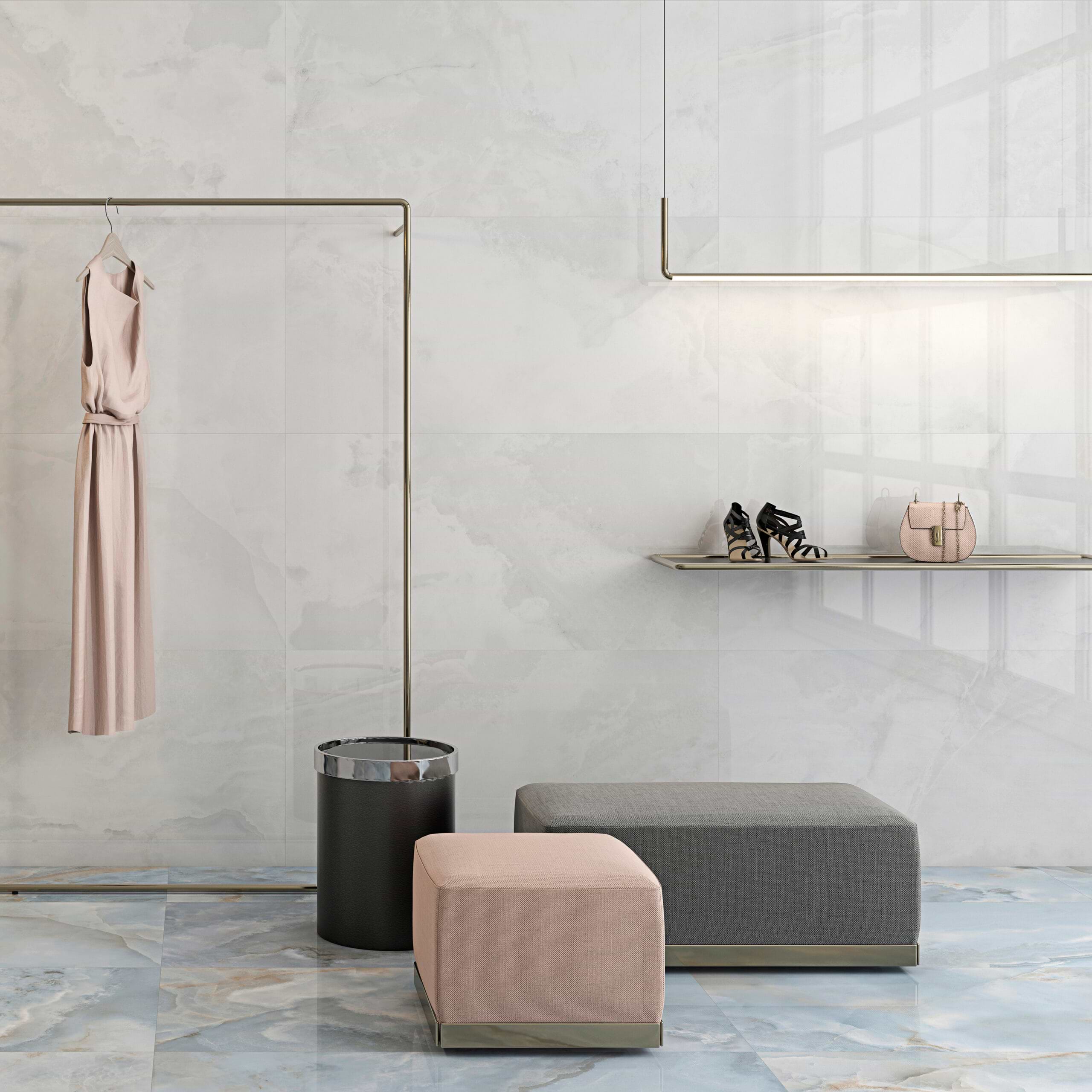 Jewel White 24X48 Polished Porcelain Tile Room Finish