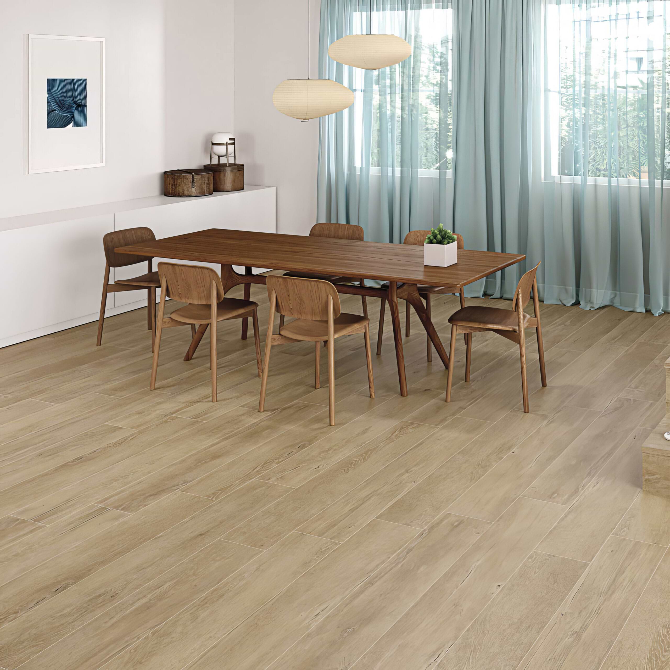 Lithe Honey 10x60 Matte Porcelain Tile Room Finish