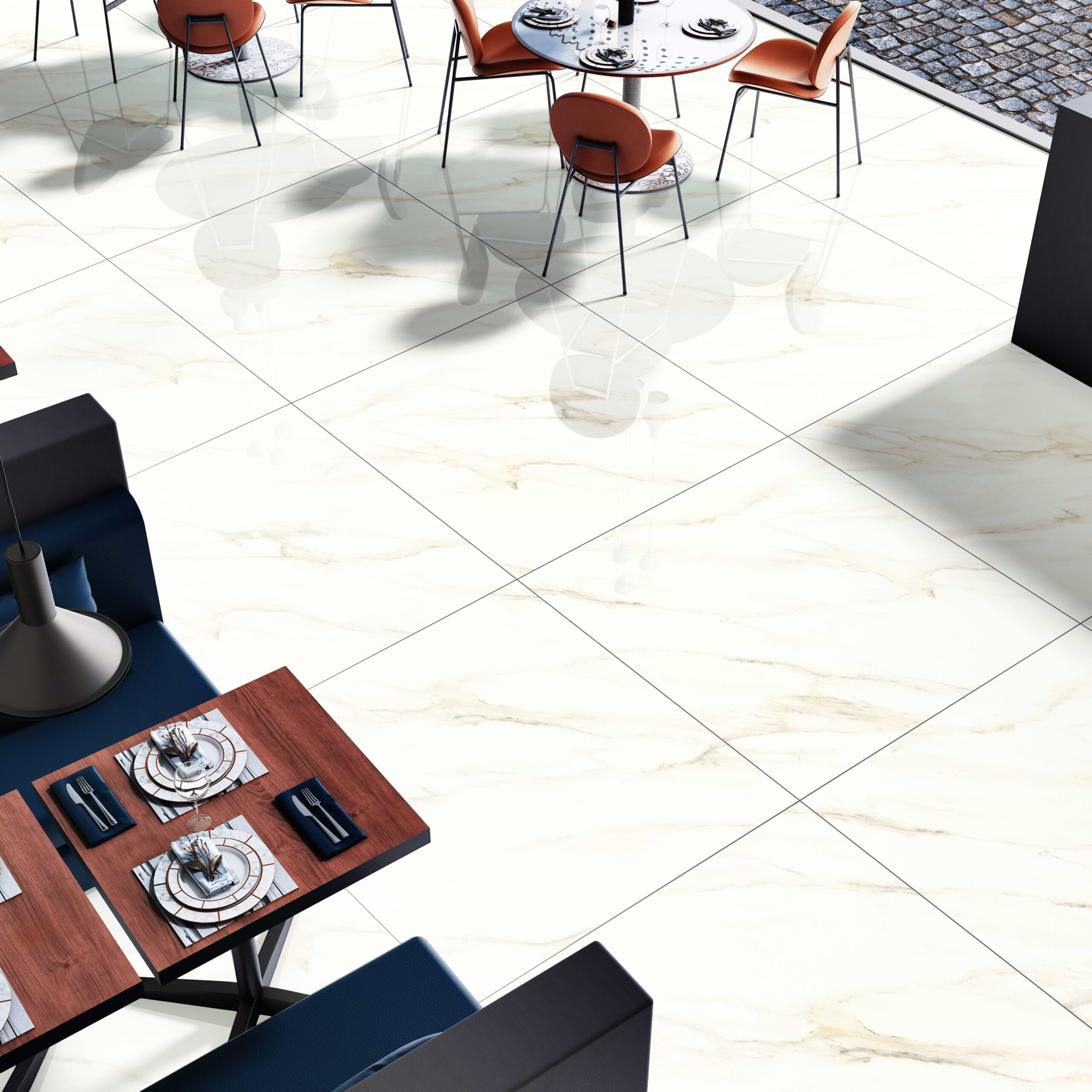 Marmo Calida 32x32 Polished Porcelain Tile Room Finish