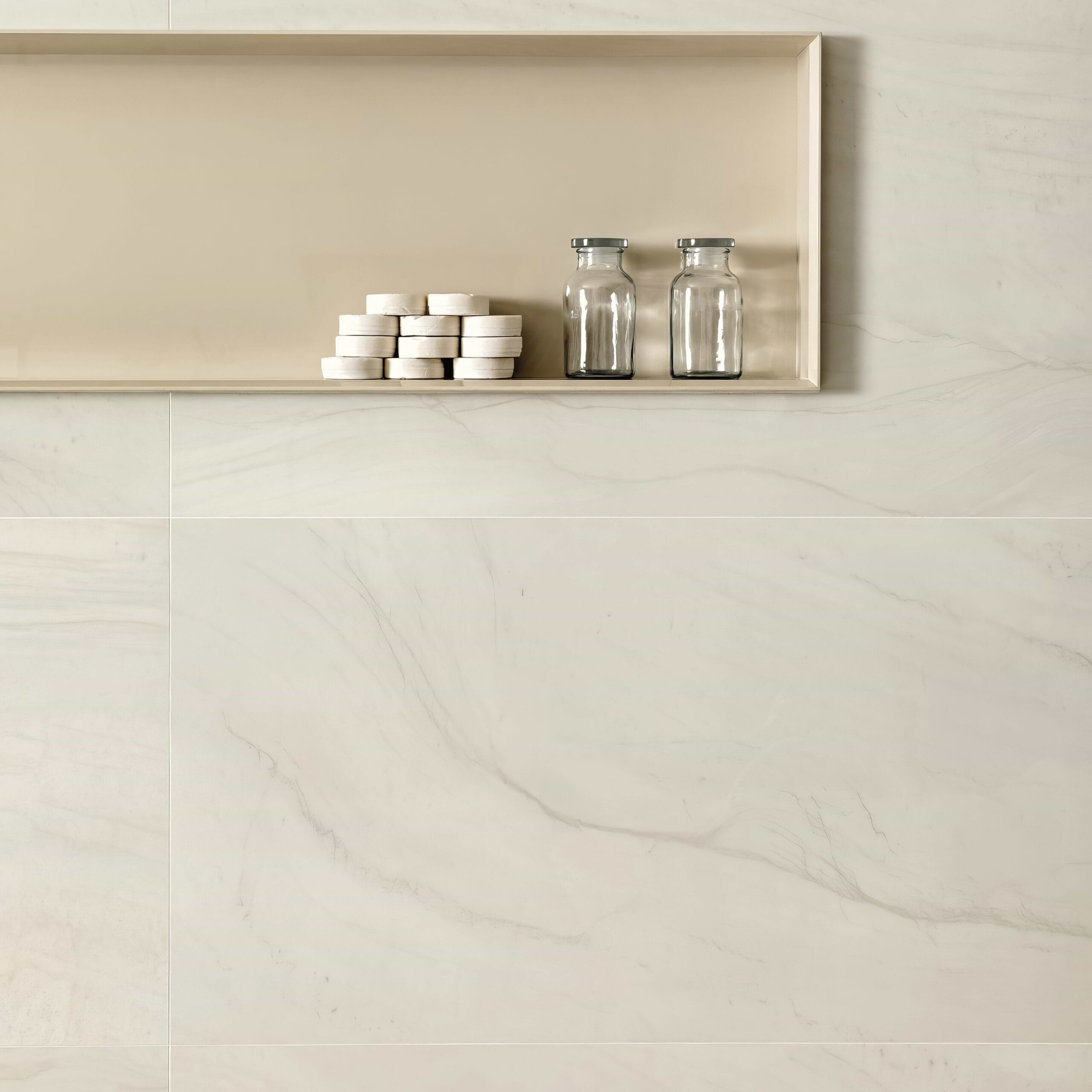 Quartz Mont Blanc 12x24 Natural Porcelain Tile Room Finish
