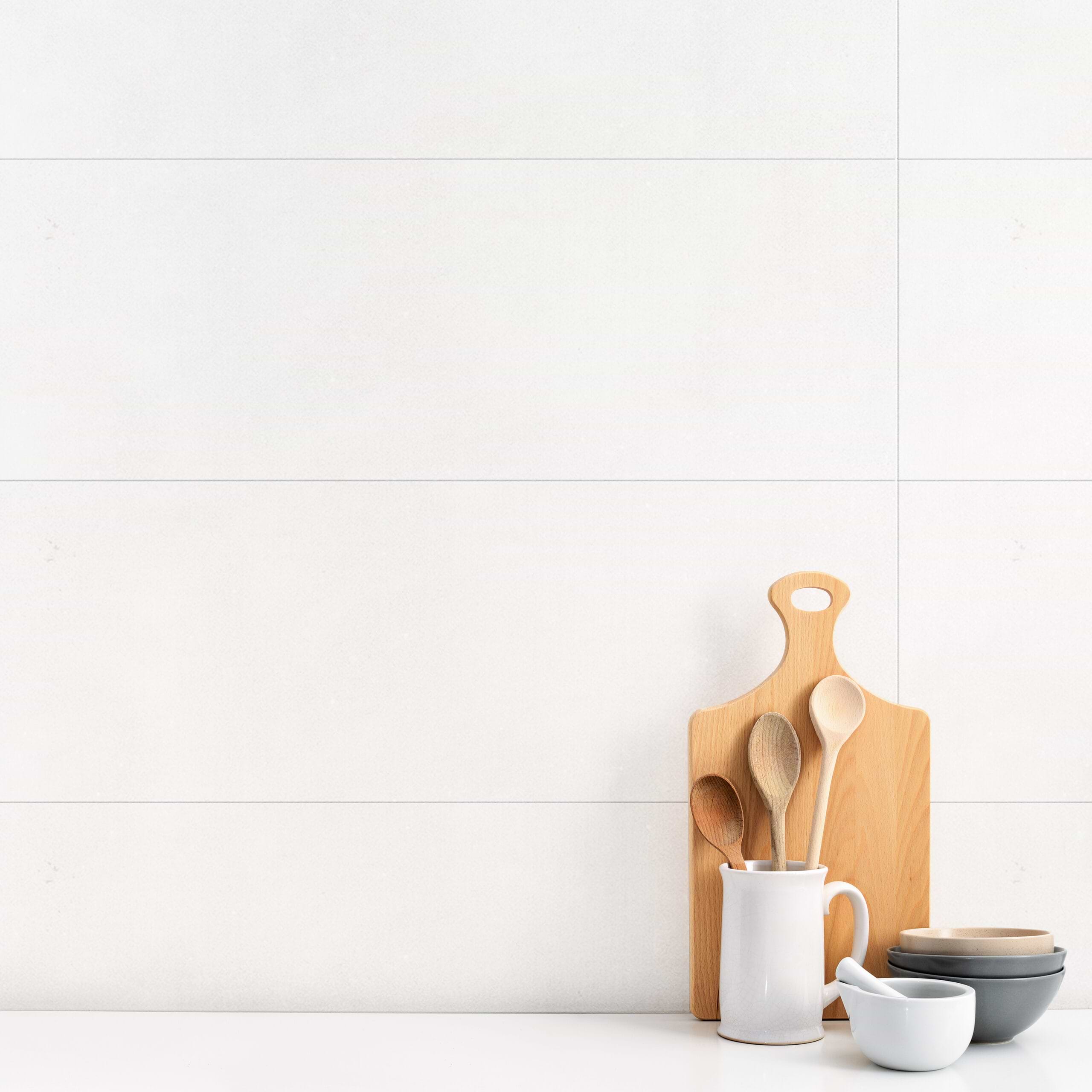 Tierra White 12X36 Matte Ceramic Tile Room Finish